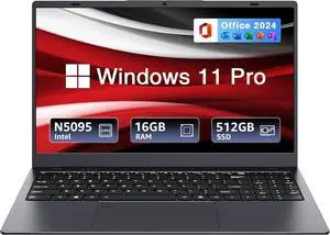BiTECOOL 15.6-inch Windows 11 Laptop, 16GB RAM, 512GB SSD, FHD IPS Display Laptop Computer, Intel N5095 Quad Core, 2.4/5G WiFi, BT4.2 Backlit and Fingerprint, Lightweight and Portable