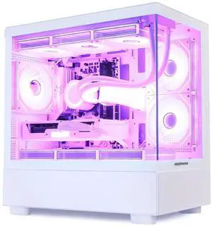 Hoengager Ocean Park Gaming PC Desktop-AMD Ryzen 7 5700X 3.4 GHz 8-Core, 32GB DDR4 RAM,1TB PCI-E +1 TB 2.5'' SSD, RTX 5060 8G, 360 Liquid-Cooled,RGB Fans, WIFI &Bluetooth ,Win 11 Pro 64bit -White