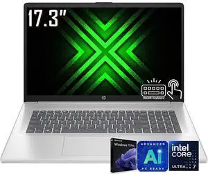 HP 17.3" HD+ Touchscreen Copilot PC Laptop, Intel 12-Core Ultra 7 255U (Beat Core 7 150U), Dedicated Intel AI Boost NPU 12 Tops, 32GB DDR5 1TB SSD, Backlit Keyboard, WiFi 6, Bluetooth 5.4, Win11 Pro