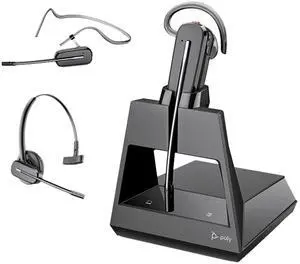 Poly Voyager 4245 Office Wireless Convertible Headset, with 3 Wearing Styles - Connect to PC/Mac, Mobile & Desk Phone - Works with Teams, Zoom & More,Black