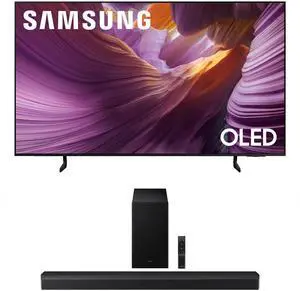 Samsung QN55S85FAFXZA 55 Inch OLED HDR 4K Smart TV with a Samsung HW-B750F B Series Soundbar 5.1 Ch and Subwoofer (2025)