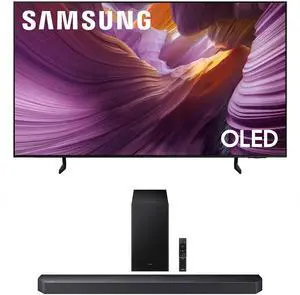 Samsung QN55S85FAFXZA 55 Inch OLED HDR 4K Smart TV with a Samsung HW-Q600F Q Series Soundbar 3.1.2 Ch Sound and Subwoofer (2025)