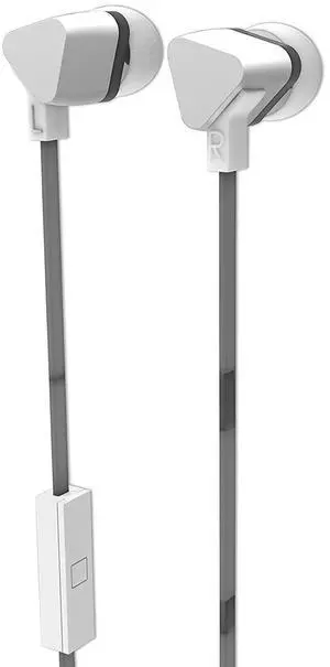 SHARPER IMAGE SHP892WH Premium Tangle Free Earbuds with Mic Compatible with All Devices_ White