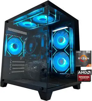 YAWYORE Gaming PC Desktop Computer,AMD Ryzen 5 5600GT,16GB RAM and 1TB M.2 NVMe PCle4.0,ARGB FAN,Wi-Fi+BT,Game Design Office console,Sea View Room,Prebuilt Gaming PC